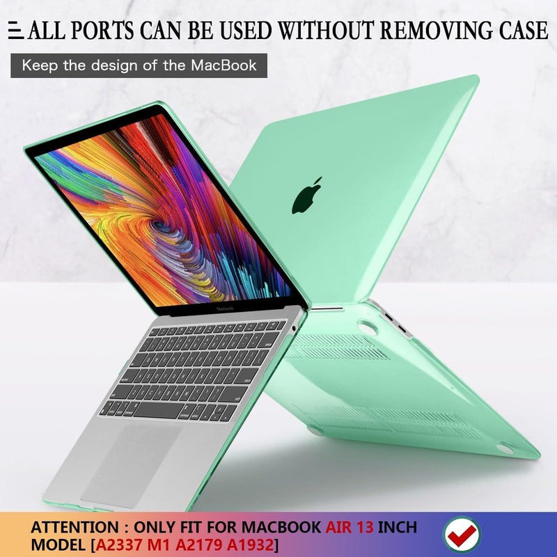 CISSOOK for MacBook Air 13 Inch Case 2021-2018 Release,Plastic Hard Shell Case with Keyboard Cover and Screen Protector for MacBook Air 13 A2337 M1 A2179 A1932 Model with Touch ID - Crystal Green - Image 5
